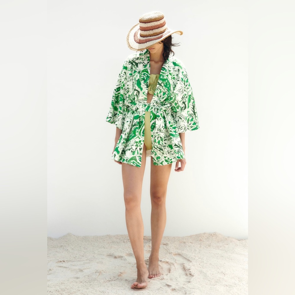 ❗️Final Sale❗️Zara Linen Blend Printed Kimono